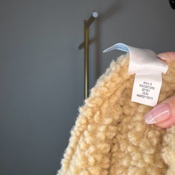 Sonoma Faux Shearling Aviator Jacket Brown Cream Sherpa L - Picture 7 of 7